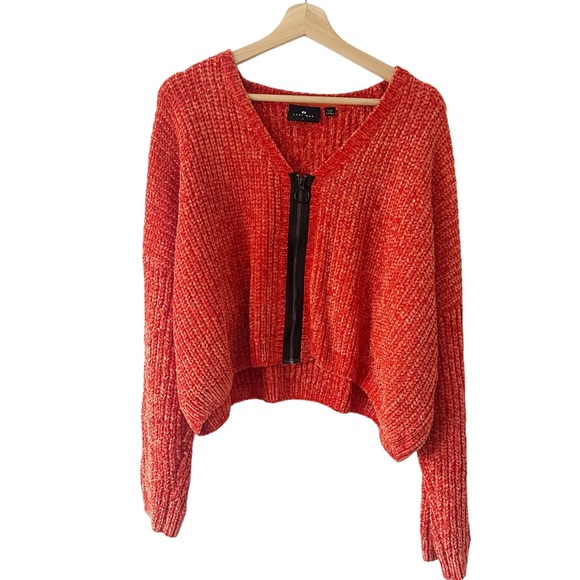 Lazy Oaf Sweaters - Lazy Oaf Red V-Neck Sweater Cardigan